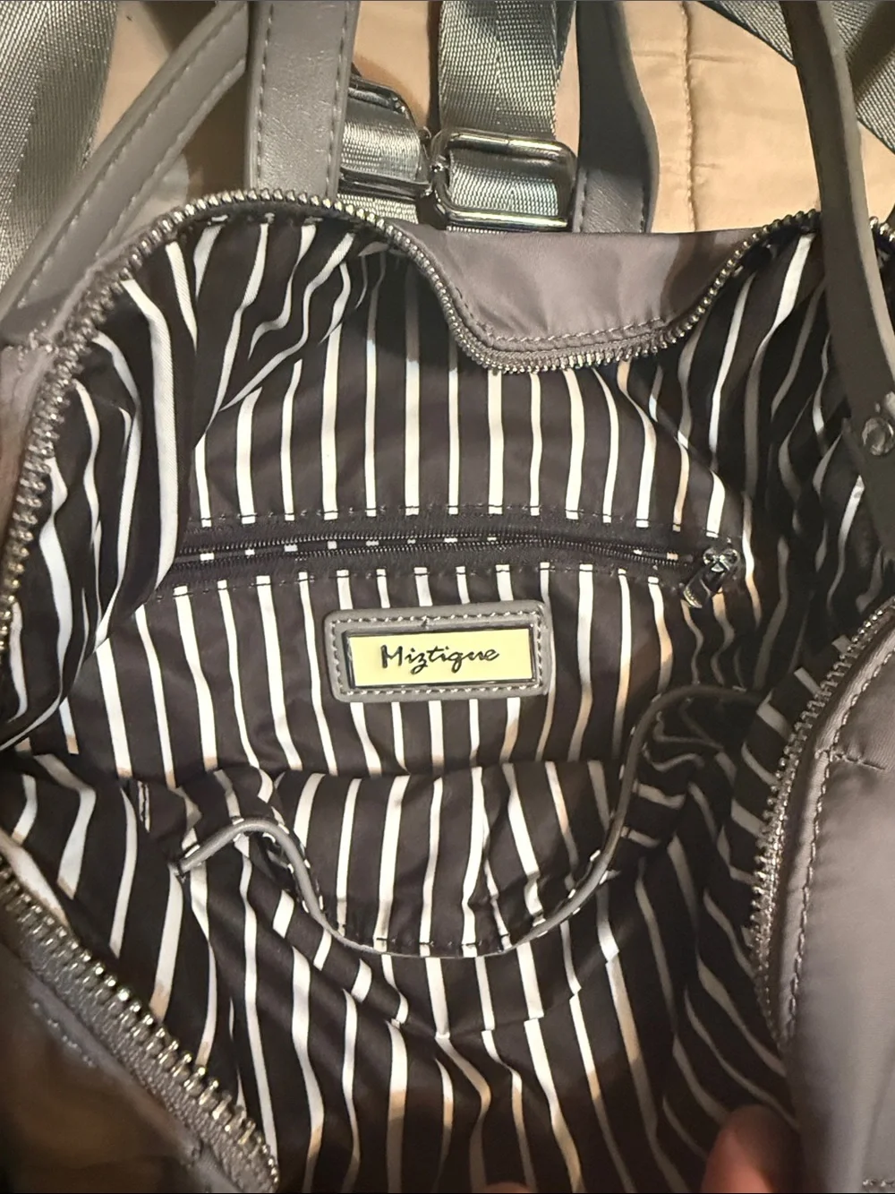 Miztique Slate Gray Nylon Convertible Backpack